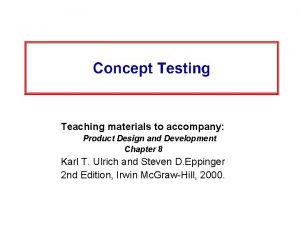 Teaching materials to accompany Product Design and Development