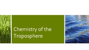 Chemistry of the Troposphere Introduction Photochemical Smog Nitrogen