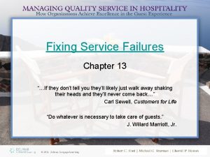 Fixing Service Failures Chapter 13 If they dont