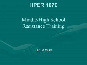 HPER 1070 MiddleHigh School Resistance Training Dr Ayers