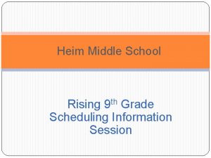 Heim Middle School Rising 9 th Grade Scheduling