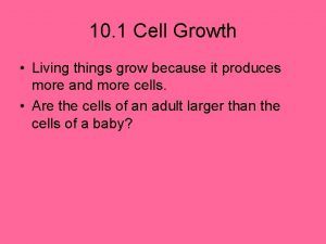 10 1 Cell Growth Living things grow because