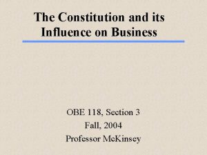 The Constitution and its Influence on Business OBE