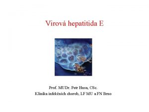 Virov hepatitida E Prof MUDr Petr Husa CSc