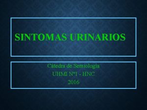 SINTOMAS URINARIOS Ctedra de Semiologa UHMI N 1