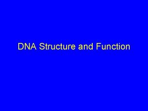 DNA Structure and Function DNA Structure DNA is