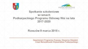 Spotkanie szkoleniowe w ramach Podkarpackiego Programu Odnowy Wsi