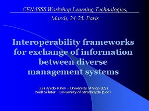 CENISSS Workshop Learning Technologies March 24 25 Paris