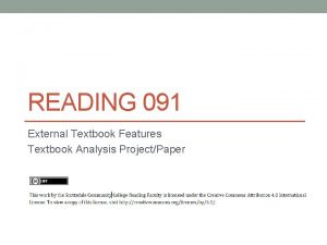 READING 091 External Textbook Features Textbook Analysis ProjectPaper