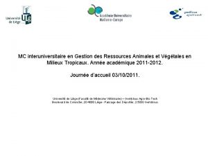 MC interuniversitaire en Gestion des Ressources Animales et