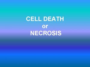 CELL DEATH or NECROSIS What is Necrosis Necrosis