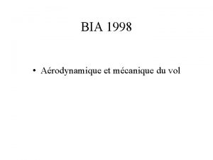 BIA 1998 Arodynamique et mcanique du vol 1