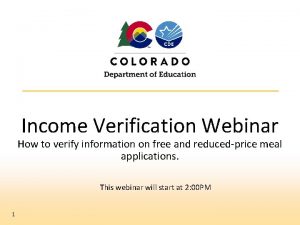 Income Verification Webinar How to verify information on