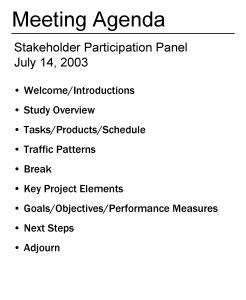 Meeting Agenda Stakeholder Participation Panel July 14 2003