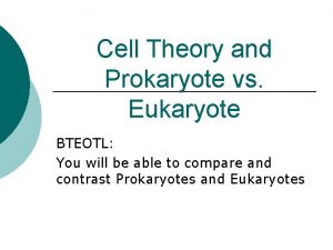 Cell Theory and Prokaryote vs Eukaryote BTEOTL You