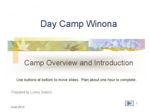 Day Camp Winona Camp Overview and Introduction Use