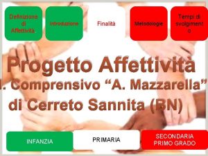 Definizione di Affettivit Introduzione Finalit Metodologie Tempi di