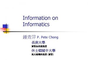 Informatics Information Science library science The sciences concerned