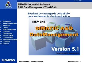Automation and Drives SIMATIC Industial Software AD Data