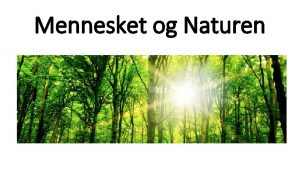 Mennesket og Naturen Opgave A Du skal undersge