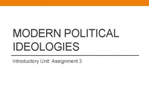 MODERN POLITICAL IDEOLOGIES Introductory Unit Assignment 3 Euro