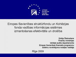 Eiropas Savienbas struktrfondu un Kohzijas fonda vadbas informcijas