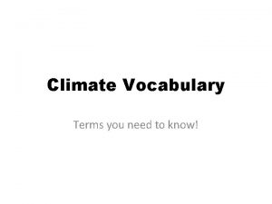 Climate Vocabulary Terms you need to know Koeppen