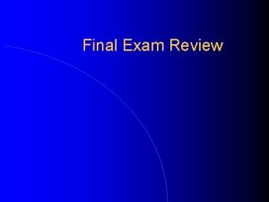 Final Exam Review 1 Suburbanization Movement from cities
