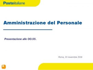 Amministrazione del Personale Presentazione alle OO SS Roma