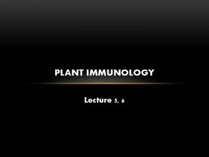 PLANT IMMUNOLOGY Lecture 5 6 PLANT CELL The