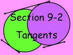 Section 9 2 Tangents Theorem 9 1 If