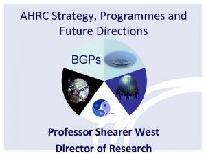 AHRC Strategy Programmes and Future Directions Professor Shearer