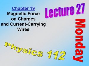Chapter 19 Magnetic Force on Charges and CurrentCarrying