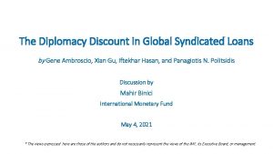The Diplomacy Discount in Global Syndicated Loans by
