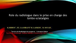 Role du radiologue dans le prise en charge