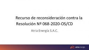 Recurso de reconsideracin contra la Resolucin N 068