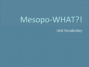 MesopoWHAT Unit Vocabulary What is the Fertile Crescent