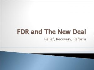 Sec new deal relief recovery reform