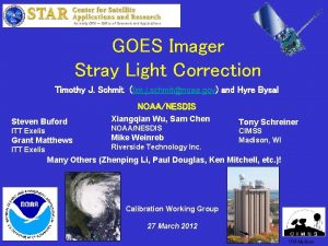 GOES Imager Stray Light Correction Timothy J Schmit