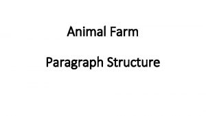 Animal Farm Paragraph Structure Each paragraph must contain