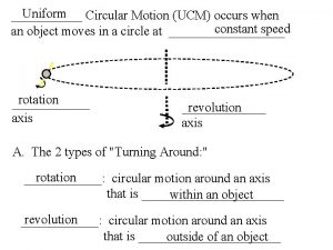 Uniform Circular Motion UCM occurs when constant speed