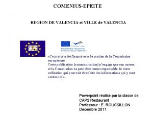 COMENIUSEPEITE REGION DE VALENCIA et VILLE de VALENCIA