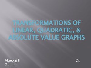 TRANSFORMATIONS OF LINEAR QUADRATIC ABSOLUTE VALUE GRAPHS Algebra