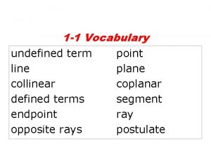 1 1 Vocabulary undefined term line collinear defined
