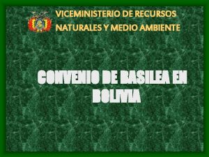 VICEMINISTERIO DE RECURSOS NATURALES Y MEDIO AMBIENTE CONVENIO