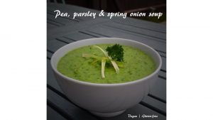 Pea parsley spring onion soup Serves 3 4