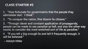 CLASS STARTER 2 1 HOW FORTUNATE FOR GOVERNMENTS