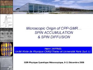 Microscopic Origin of CPPGMR SPIN ACCUMULATION SPIN DIFFUSION