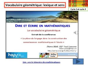 Vocabulaire gomtrique lexique et sens Cycle 2 et