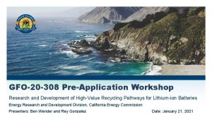 GFO20 308 PreApplication Workshop Research and Development of